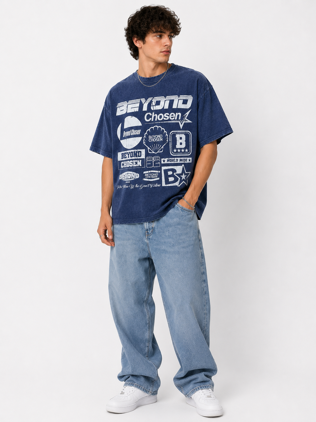 Graphic Streetwear Oversized T-Shirt - Vintage Blue